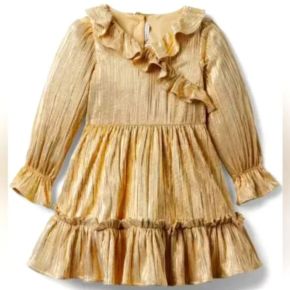 Janie and Jack | Dresses | Janieand Jack Girls Metallic Gold Plisse Faux  Wrap Party Dress Size 2 | Poshmark